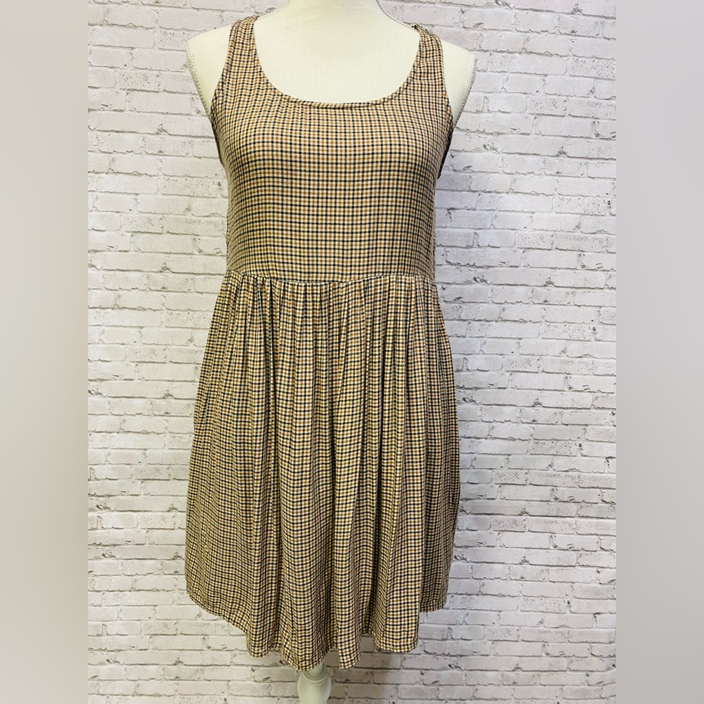 AMERICAN EAGLE WOMENS S/P/CH SLEEVELESS MINI PLAIDED DRESS WITH POCKETS. Bk/br